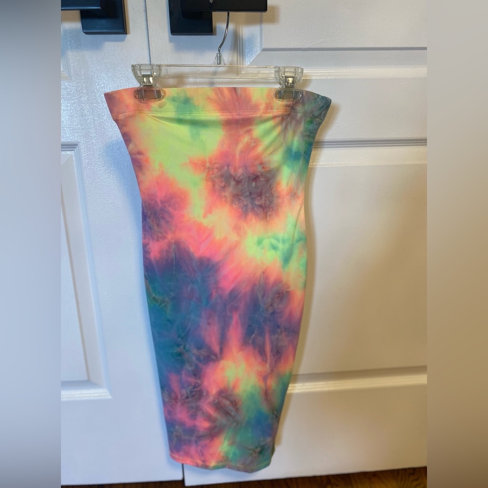 Bodycon strapless dress tie dye women size small